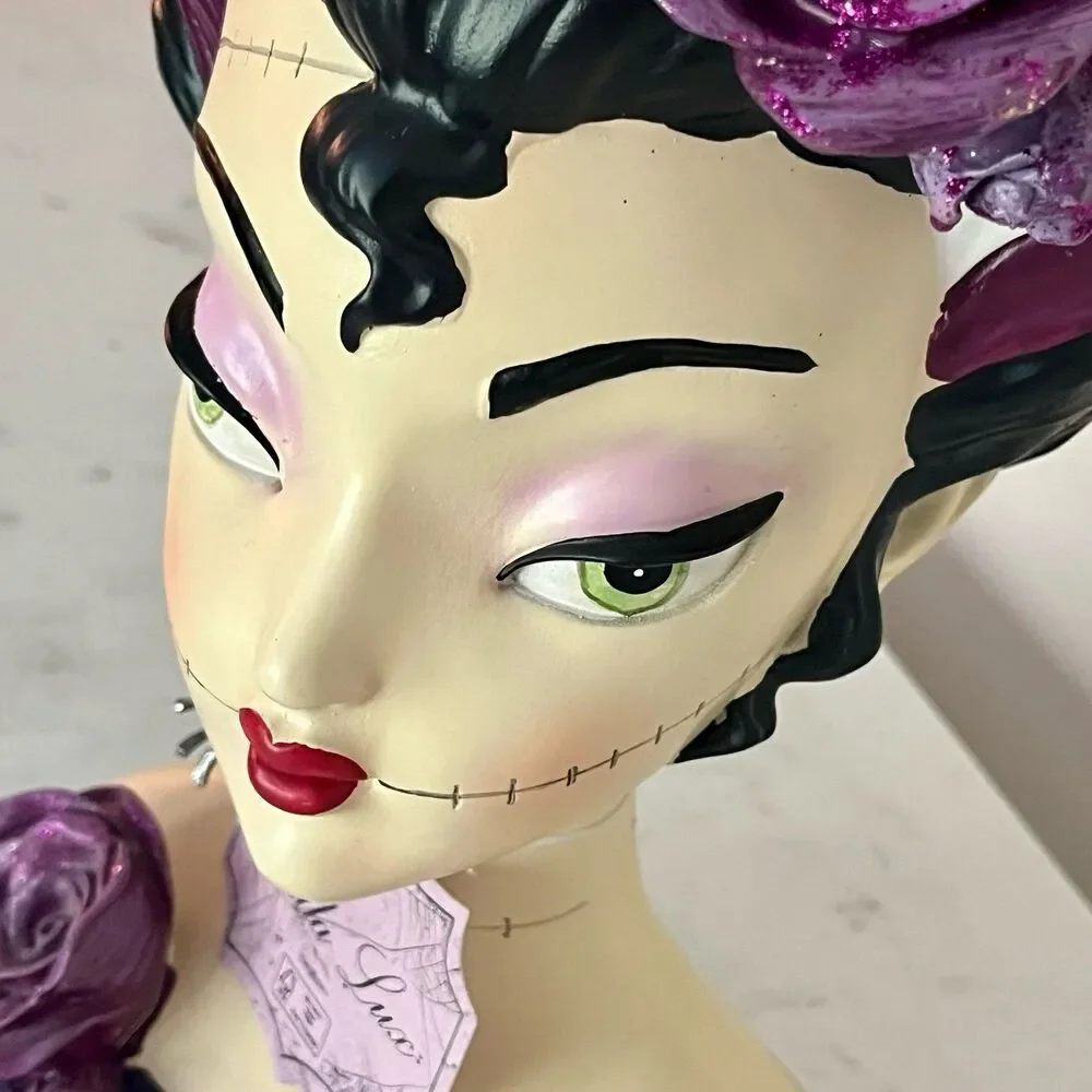 Bella Lux Halloween Bride of Frankenstein Spider Earring with Roses Bust Head